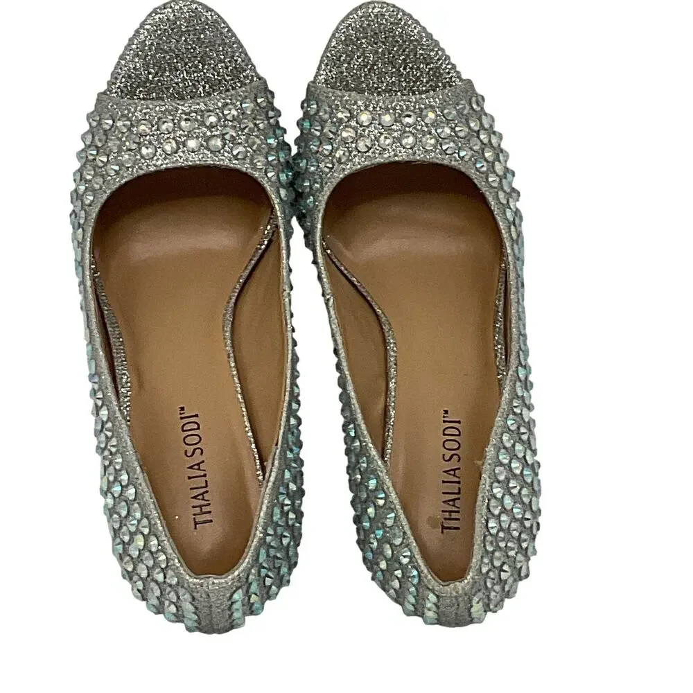 Thalia Sodi Women’s Landon Embellished Platform Pumps Silver Size 6